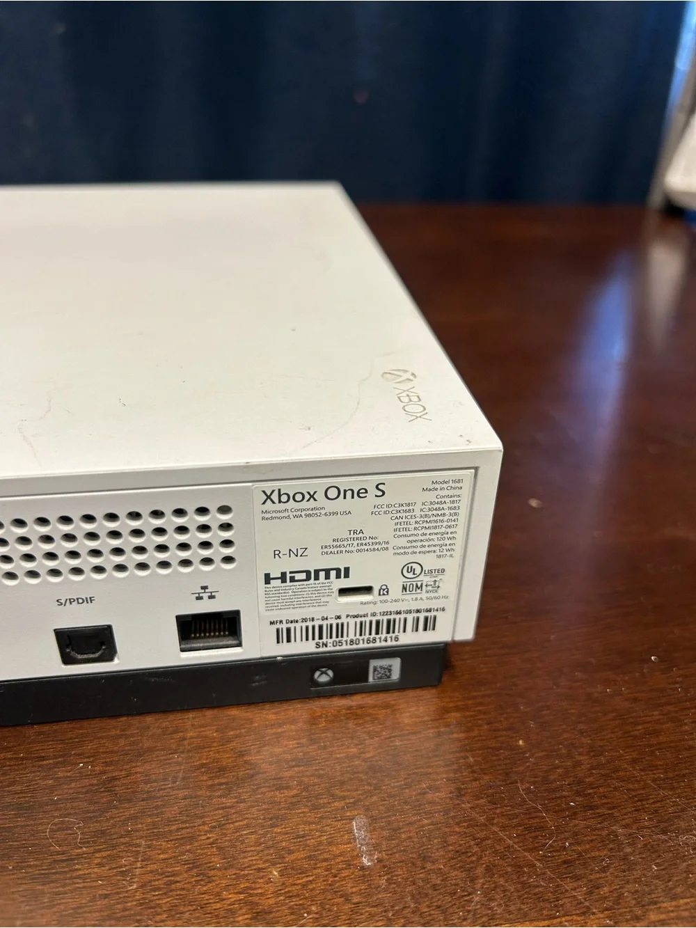 XBOX ONE S CONSOLE Model 1681 WITH 1 CONTROLLER CABLES Includes 3 Games